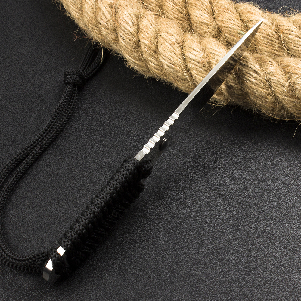 Specialerbjudande utomhusöverlevnad Rak kniv 440C satinblad fullt tang paracord handtag fasta bladknivar med abs mantel