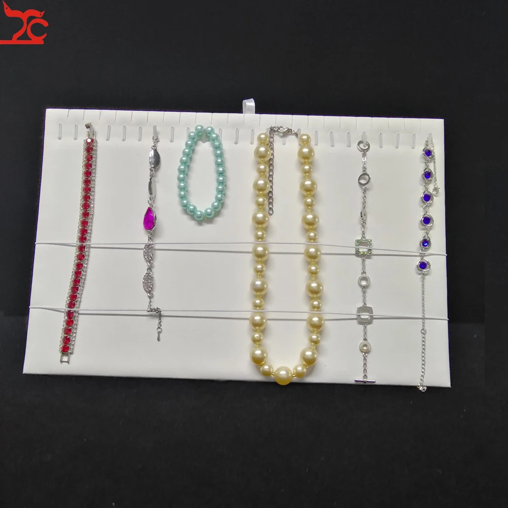 Smycken lådor 24 krokar hängsmycken smycken display staffli vita pu armband halsband anklet smycken arrangör lagring hängande hållare stativ 231116
