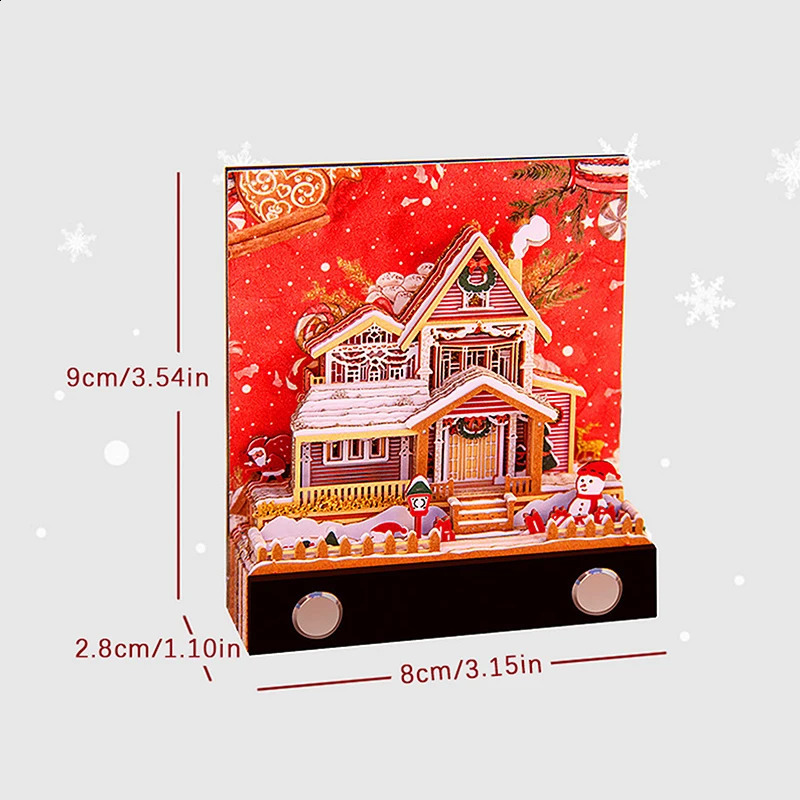 Vases Christmas Desk Calendar 2024 Memo Pad Creative DIY Notes Notepad 3D Art Calendars Paper Carving Gift House 231116