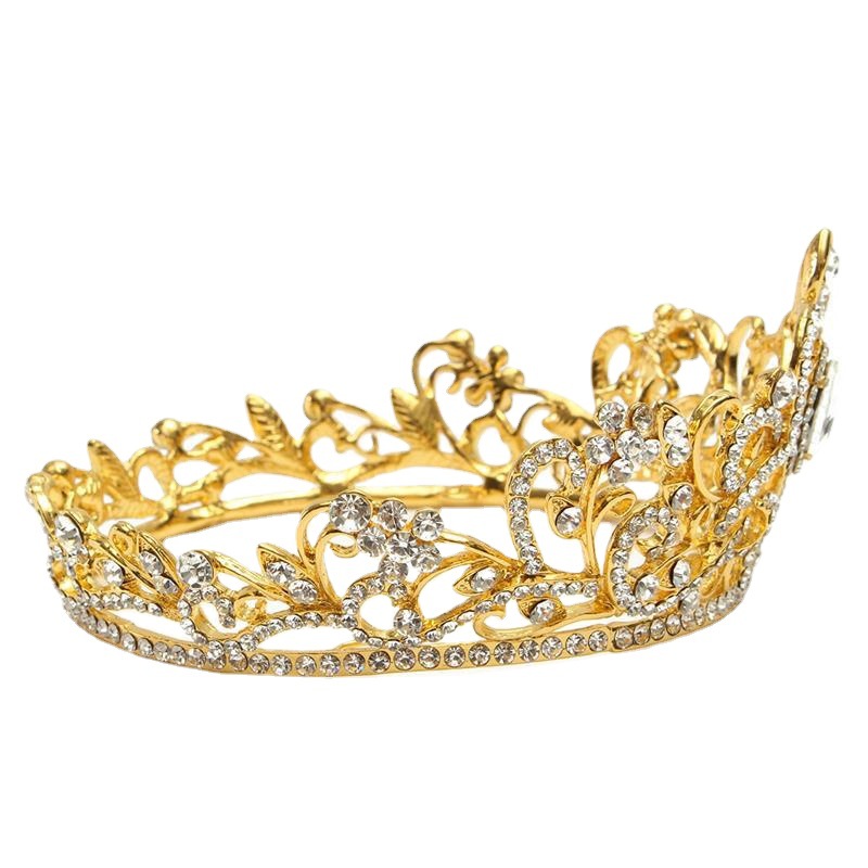 New Bride Jewelry Baroque Alloy Diamond Crown Full Crown Wedding Dress Accessories