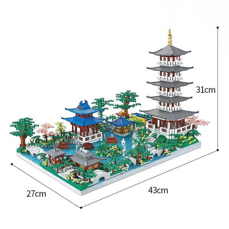 Bloqueia a arquitetura chinesa Micro Bloco Modelo Tower West Lake Trees Diy Diamond Bricks com brinquedos leves para crianças presentes para adultos