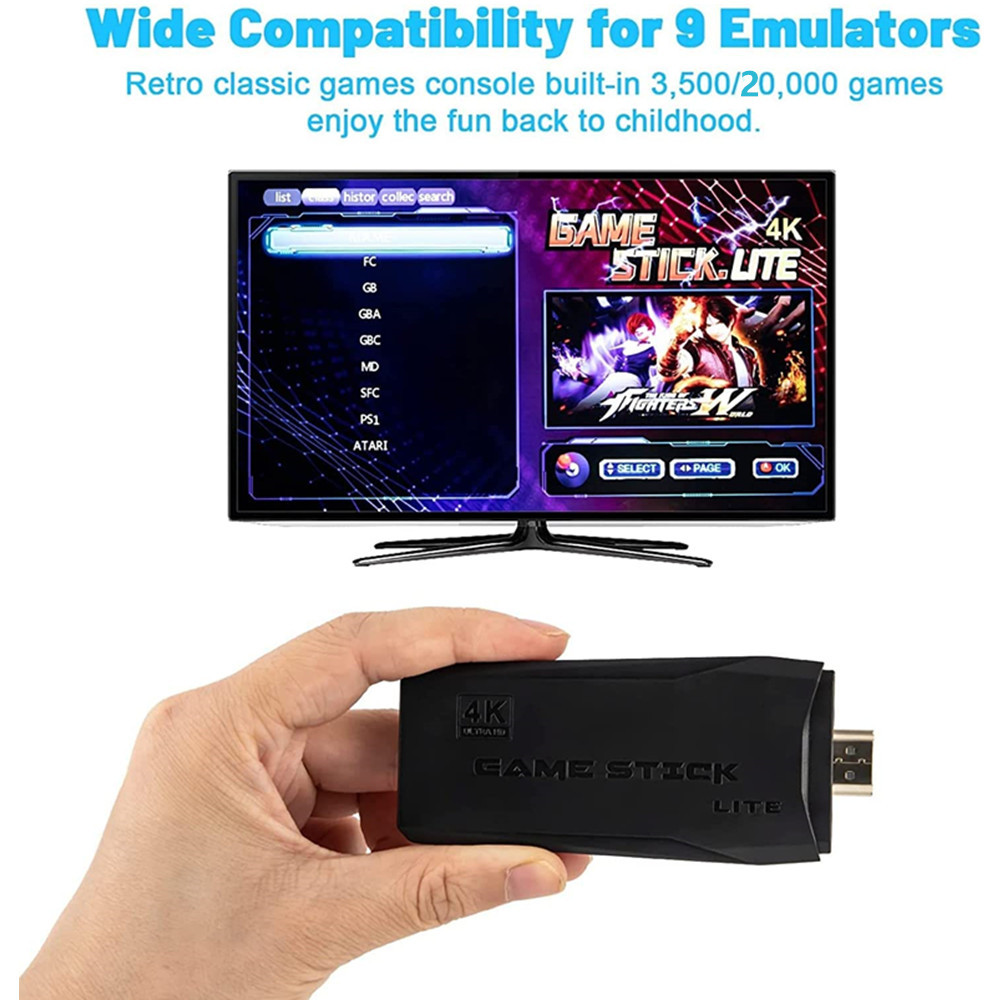 M8 TV-videospelskonsol 2.4G Dubbel trådlös Controller Game Stick 4K 64G 20000 Spel 32GB 3800 Spel Retro Spel För PS1/GBA Boy Julklapp Dropshipping