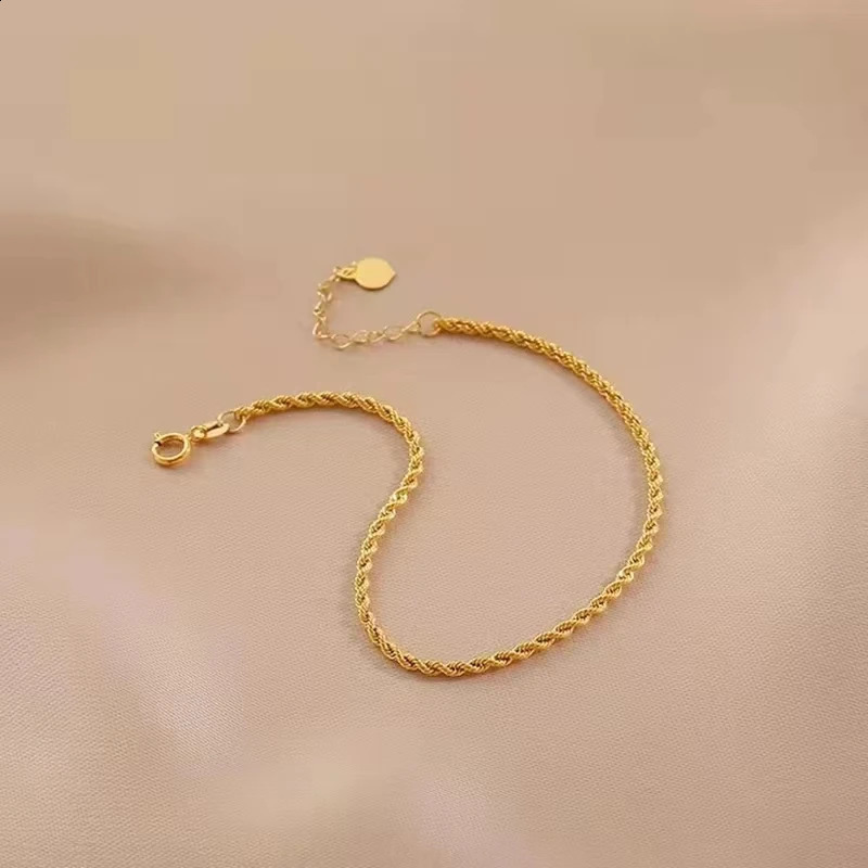 Bangle RUIYI Women Real 18K Gold Twisted Chain Bracelet Pure AU750 Adjustable Hemp Rope Chain Bracelets for Men Fine Jewelry Gift 231116