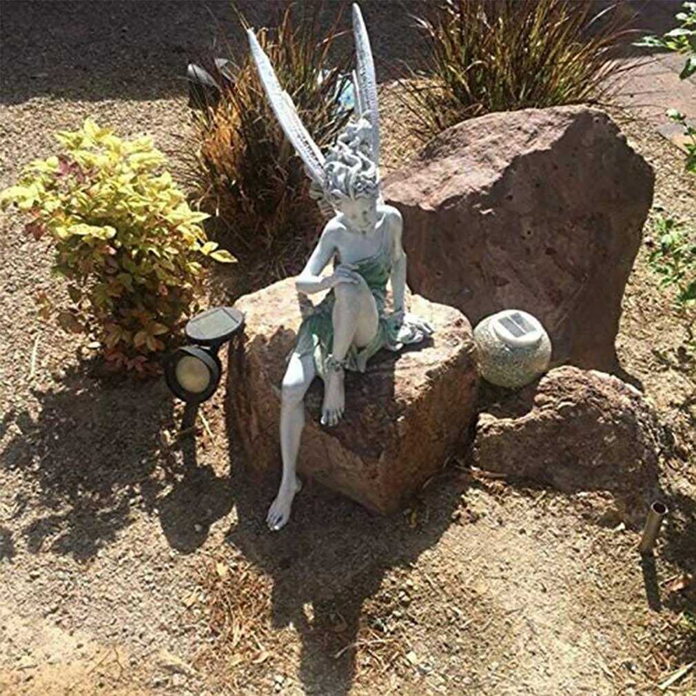Artes e artesanato Hot 2022 Fasty Fairy estátua estatuetas de estátua com asas Decoração de pátio de pátio do jardim de asas ao ar livre