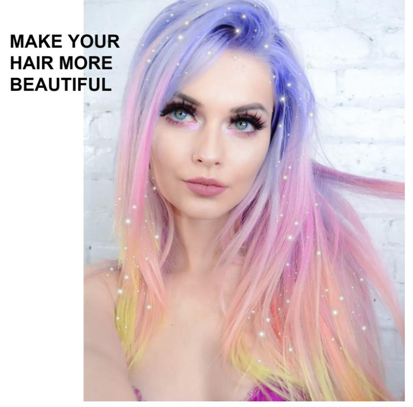 Spray de couleur de cheveux avec des paillettes de cheveux - Teinture de couleur de cheveux temporaire pour le cosplay de fête bricolage lavable, les reflets brillent instantanément colorés