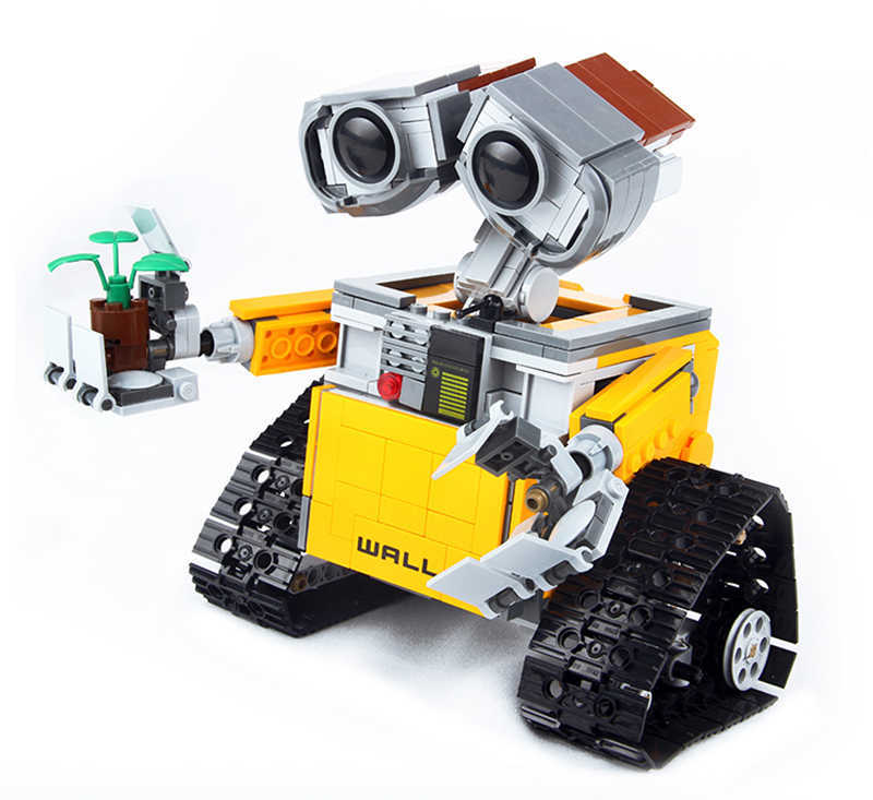 블록 벽 e 클래식 영화 로봇 DIY 빌딩 블록 플라스틱 장난감 벽돌 아이를위한 어린이 어린이 성인 벽 -E 기술 kawaii