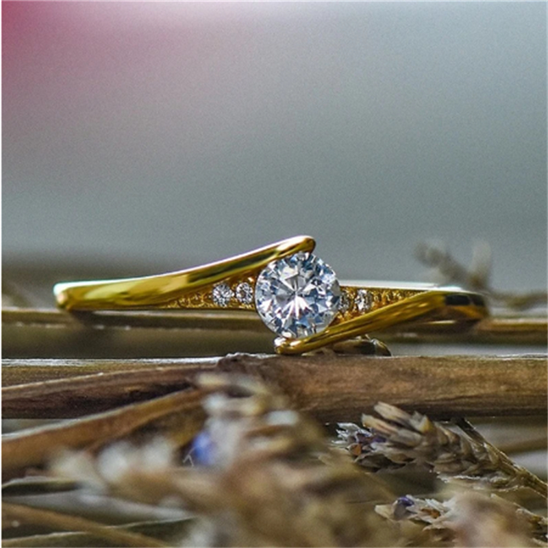 14k Gold Lab Moissanite Finger Ring Party Wedding Band Rings for Women Bridal Promise Engagement SMycken