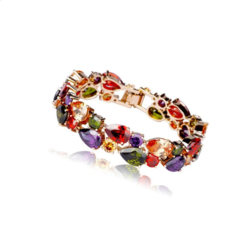 Manchet GMGYQ Verkopende klassieke mode glanzende roségoudkleurige multi-zirconia armbanden voor elegante dames woon-werk-sieradenaccessoires 231116