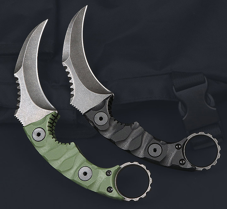 Special Offer M7673 Karambit Claw knife D2 Stone Wash Blade Full Tang G10 Handle Outdoor Camping Hiking Fixed Blade Tactical Knives with Kydex