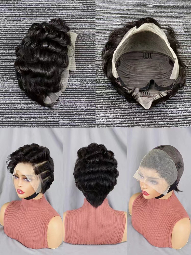 Short Pixie Cut Human Hair 13x4 Lace Frontal Wigs Glueless Short Bob Wig Pre Plucked With Natural Hairline
