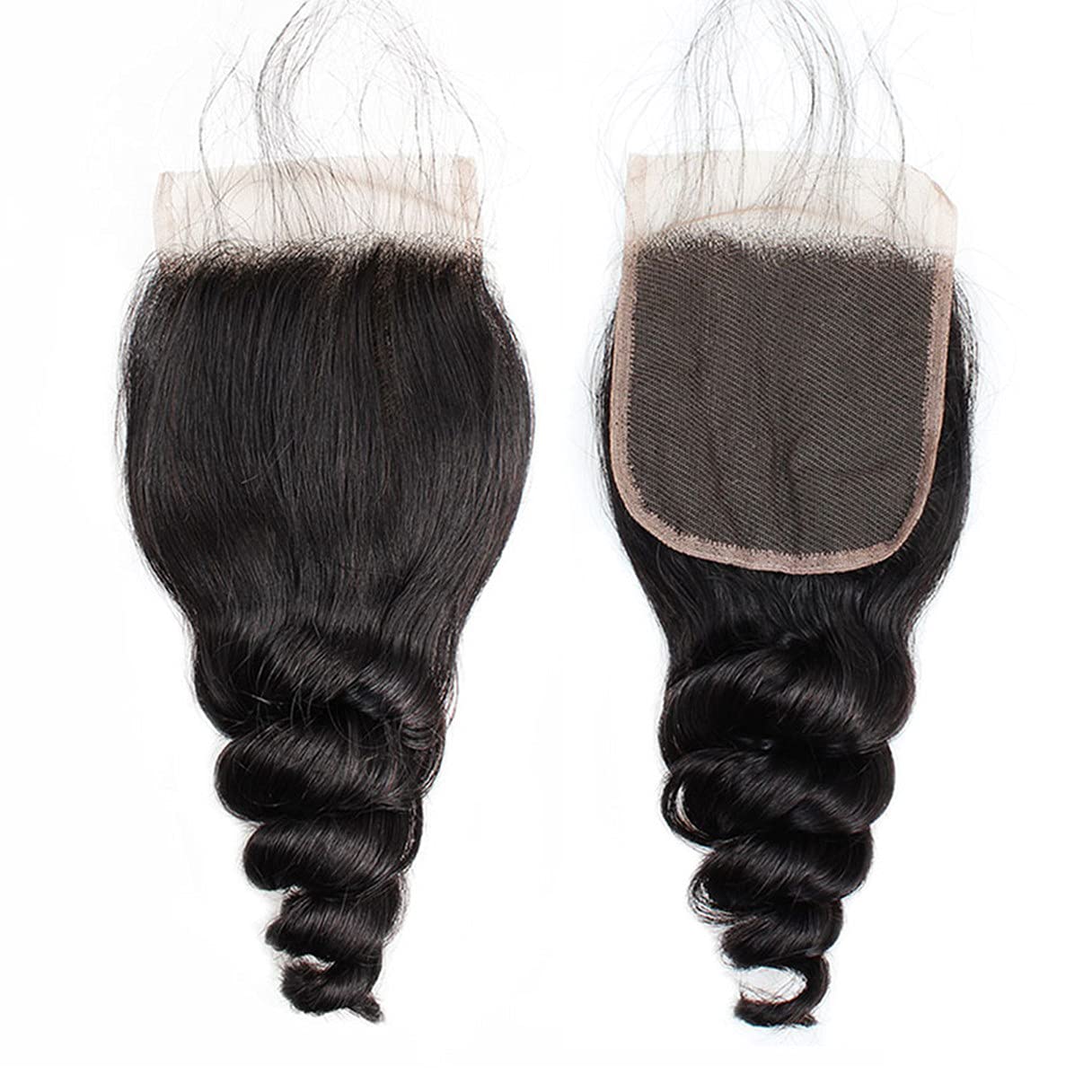 Bella Hair Wave 4x4 Lace Closure 100 ٪ Human Hair البشري غير المعالج غير المعالج مسبقًا موجة عميقة سائبة موجة خطية أمامية محفوظة مسبقًا أسودًا أسودًا مع شعر الطفل