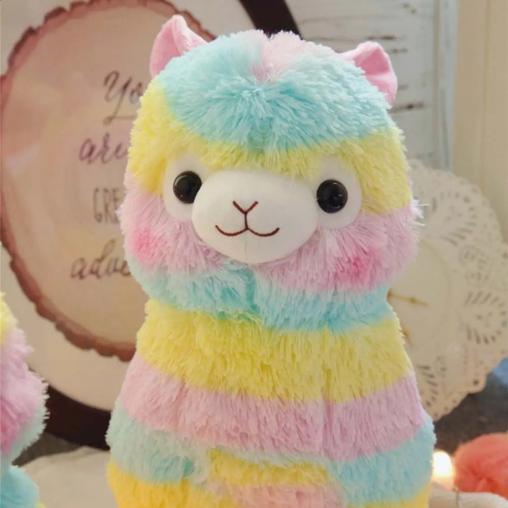 Bonecas de pelúcia 25cm colorido alpaca bebê bonito animal macio algodão recheado boneca casa brinquedos dormindo companheiro 231116