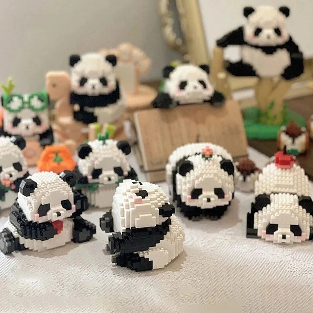 Blocos 2023 criativo mini chinês animal panda modelo bloco de construção moc diy diamante tijolos brinquedos para crianças meninos meninas presentes 231116