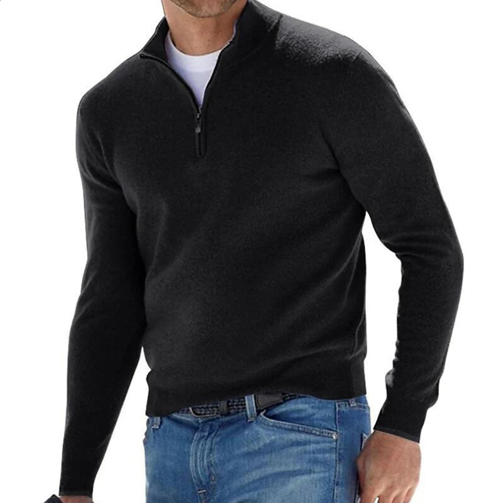 남성 스웨어 바닥 롱 슬리브 풀 오버 zip jew 셔츠 따뜻한 니트 스웨터 스트릭 패션 탑 블라우스 솔리드 캐시미어 밑 코트 231116