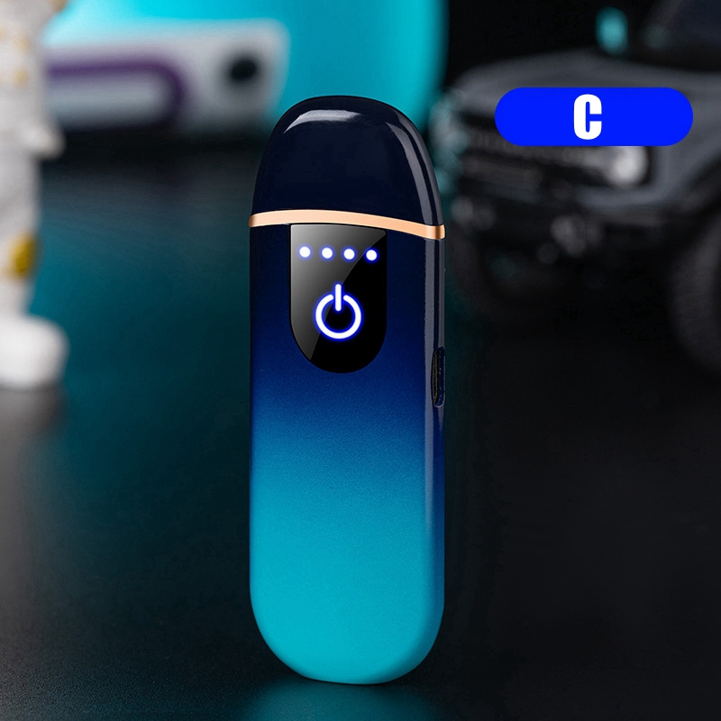 Latest Gradient Colorful Mini Zinc Alloy Lighter Windproof USB Cyclic Charging Portable Touch Herb Cigarette Tobacco Smoking Holder DHL