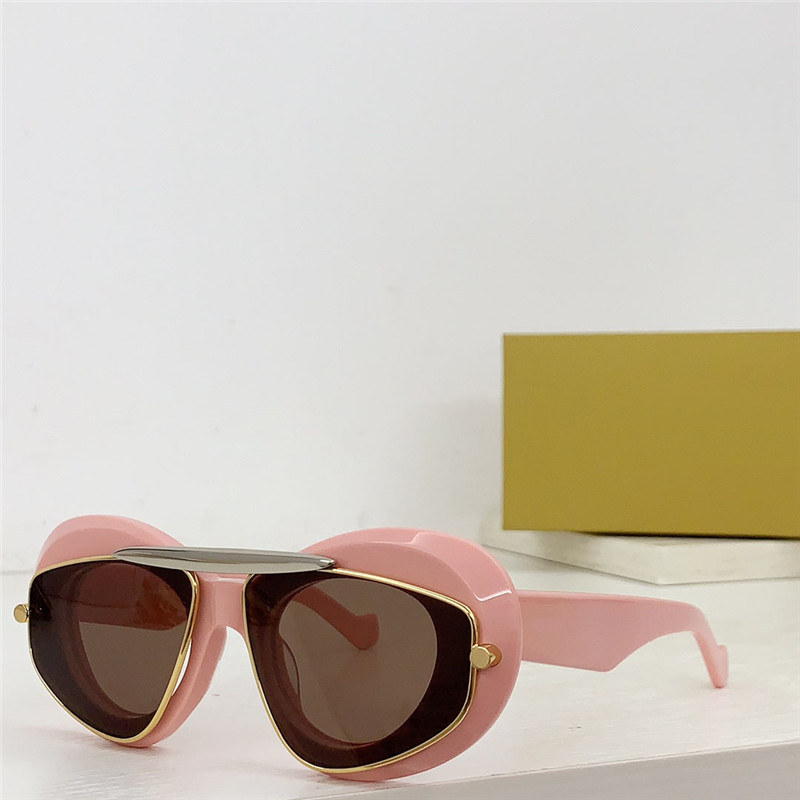 Nya modedesign solglasögon i acetat med en pilotram i metall 40120i fashionabla och avantgarde stil avancerad utomhus UV400-skyddsglasögon