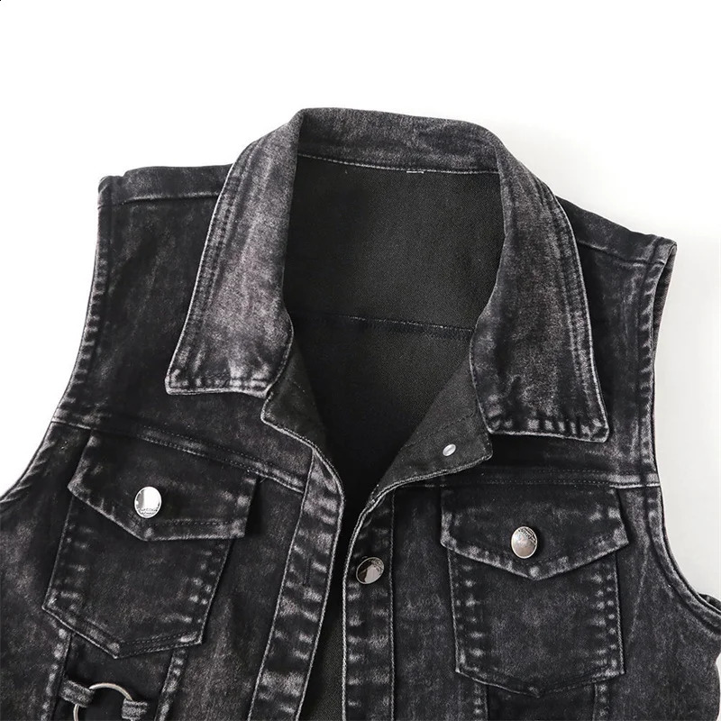 Womens Vests Fashion Denim Vest Female Spring Autumn Sleeveless Wild Tops Short Jacket Women Jean Waistcoat White Black Chaleco Mujer S5XL 231116