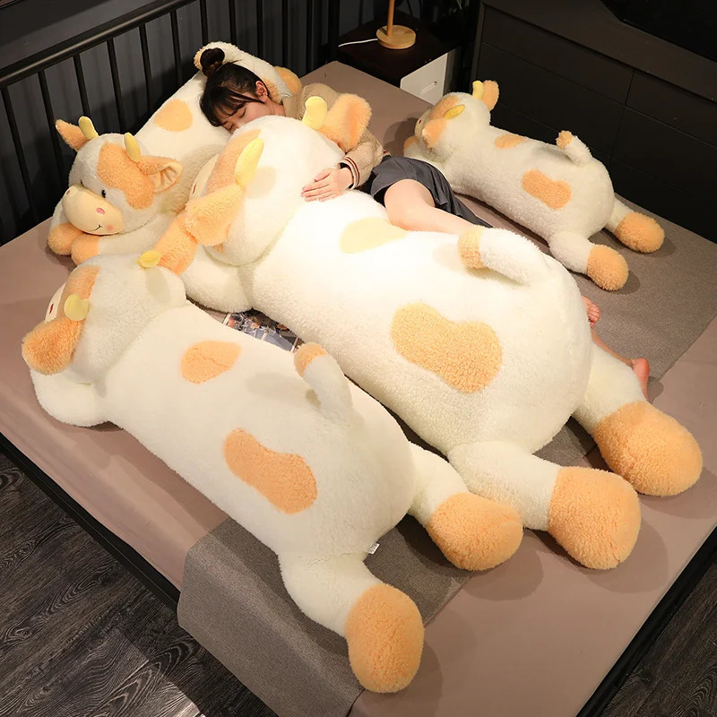 Bambole di peluche 1 pz 90 cm 110 cm Bella mucca da latte giocattoli Cartoon peluche bovino cuscino dormire neonate regali di compleanno 231116