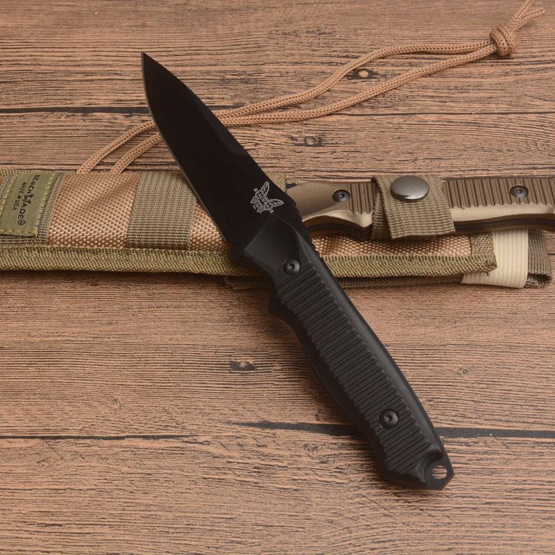 Camping Randonnée Nimravus 140BK Survival BM140 Combat Self Defense Couteau à Lame Fixe Manche en Aluminium Poche Extérieure Utilitaire EDC Outils Couteaux