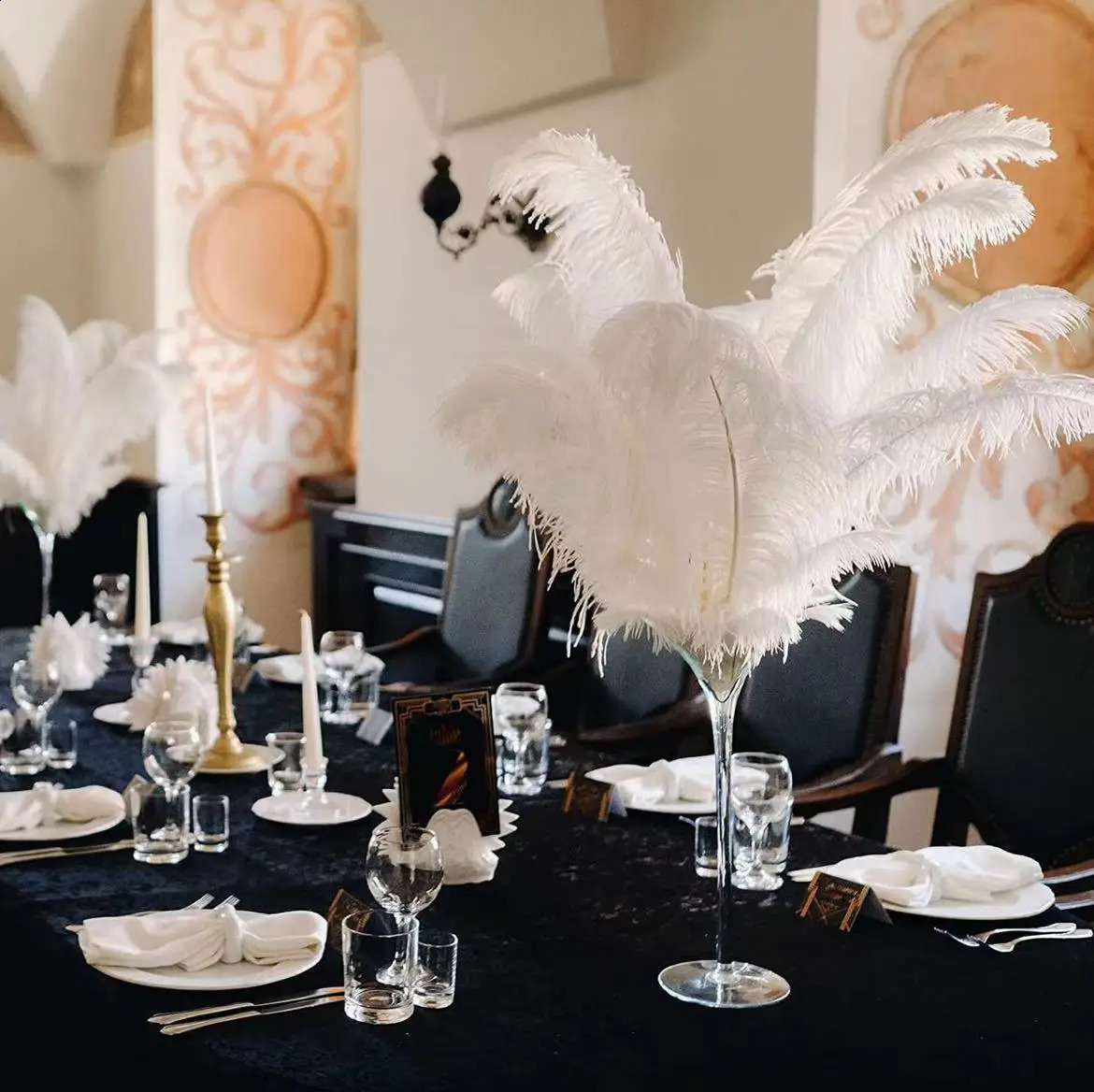 Other Event Party Supplies 15 60cm Big Ostrich Feathers White Feather Plumes Carnaval Table Centerpieces Wedding Accessories Decoration 231116