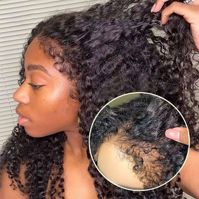 Synthetic Wigs Wigs Afro Curly Edges Wig 4C Kinky Edges Baby Hair Lace Wigs 180% 13x4 HD Lace Frontal Wig Remy Kinky Curly Simualation Human Hair Wigs