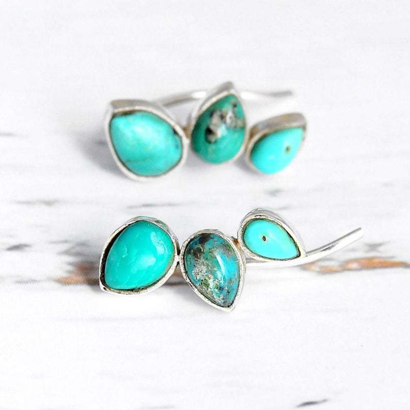 Boucles d'oreilles bohème élégantes, uniques, tribales, bijoux Turquoise naturel, grimpeur, vente en gros