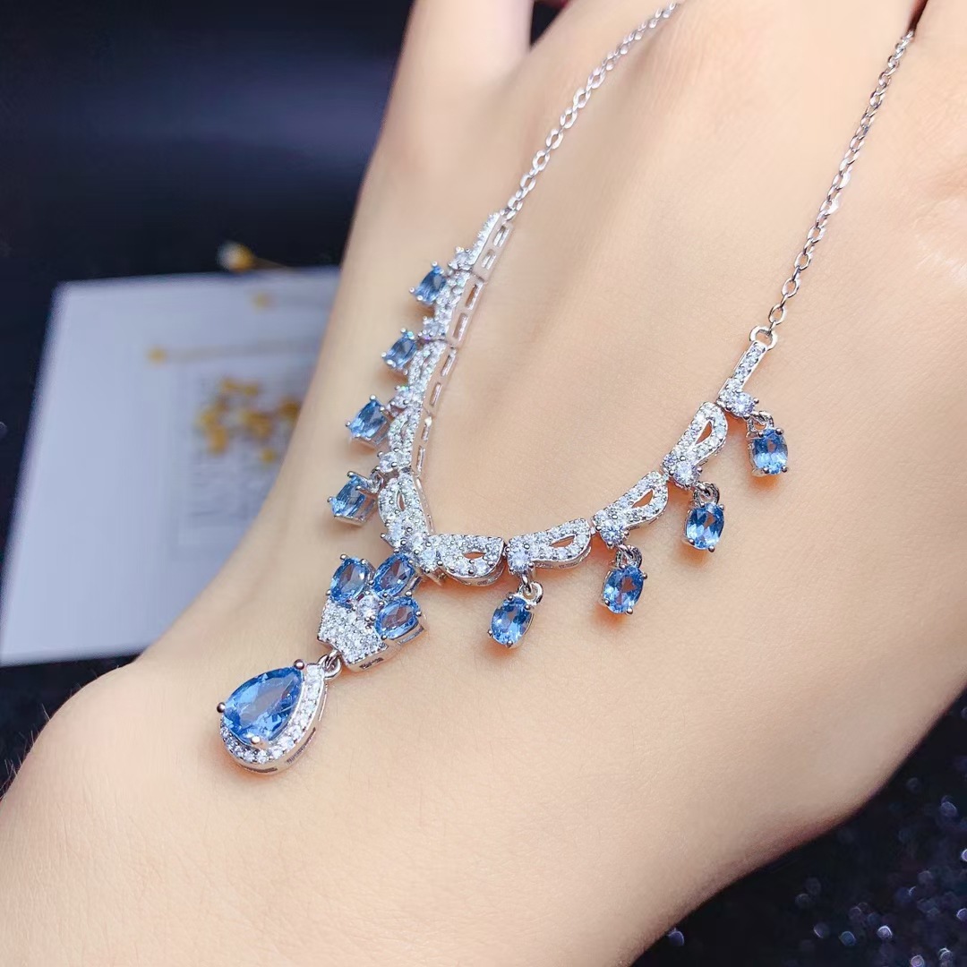 Handmade Crown Diamond Necklace Sterling Silver Party Wedding Pendants Necklace For Women Engagement Chocker Jewelry Gift