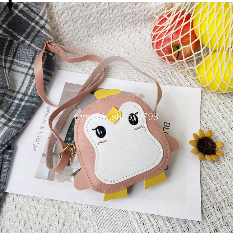 Karikatür Penguen Çocuk Para Çantası Sevimli Çocuklar PU Deri Omuz Çantası Taşınabilir Seyahat Erkek Kızlar Küçük Crossbody Çantalar Çantalar