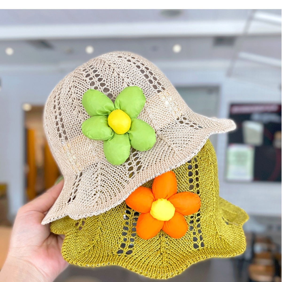 Chapéus de balde Flores Flores Feia malha Bacia Hat Hollow Out Bap de praia respirável Summer Fisherman Cap Viagem Sunshade Caps Casual Outdoor Outing Sun Hat BC602