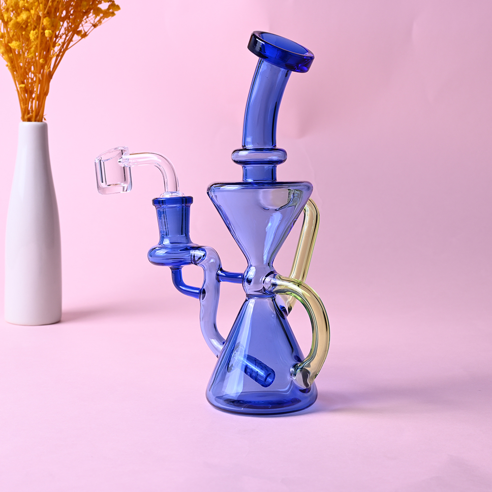 Bongo cachimbo de água klein de 8 polegadas exclusivo novo reciclador de vidro rosa dab rig bonito cachimbo de água de vidro acessórios para fumar