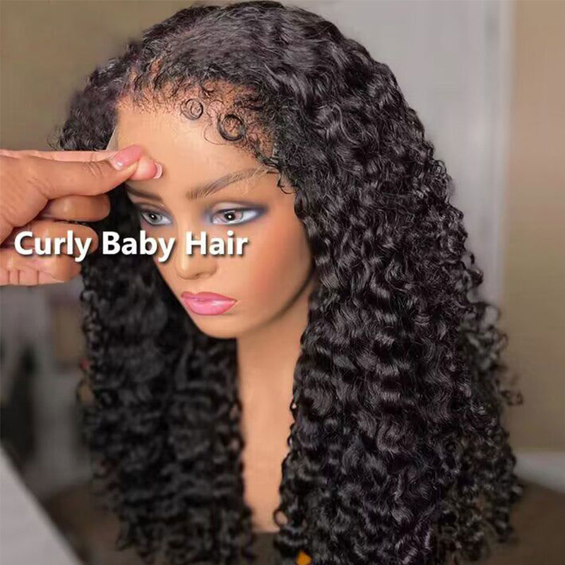 180 Density Mogolian Human Hair Lace Front Wig Kinky Curly Edged Wigs Transparent Lace Afro Wigs For Women Synthetic Hair Heat Resistant