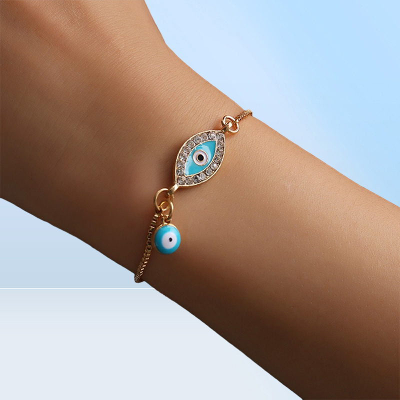 2021 Turkish Lucky Blue Crystal Evil Eye Bracelets For Women Handmade Gold Chains Lucky Jewelry Bracelet woman jewelry8063091