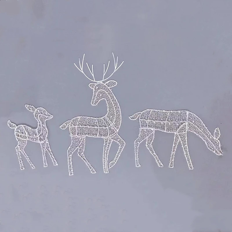 Dekoracje ogrodowe Iron Art Elk Deer Deer Dekoracja świąteczna z LED Świezącą błyszczącą renifer Xmas Home Outdoor Yard Ornament Decor 231116