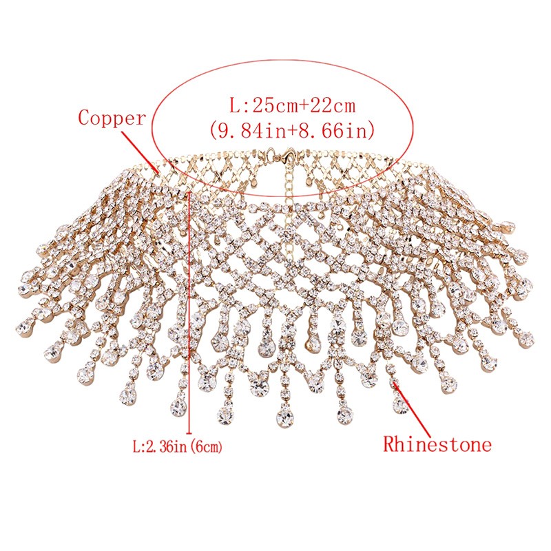 Shiny Rhinestone Chain Necklace For Women Crystal Tassel Pendant Choker korta halsband damer Bröllopsfest smycken gåvor