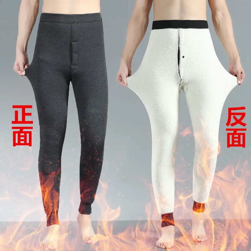 Mens Thermal Underwear Winter Men Plus Size Thermal Underwear Bottoms Mane Elastic Tights Leggings Thermos Pants Warm Wool Thicked Mens Long Johns 231116