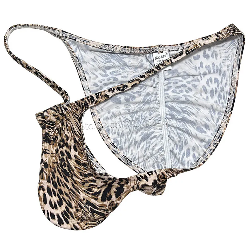 Män bikini kort hipster underkläder färger leopard fräck packare trosor påse pås sträng djur mini boxer bikinis