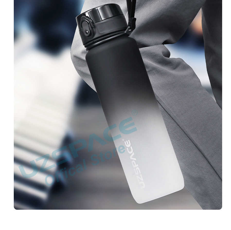 water bottle UZSPACE 1000ml Sport Water Bottle With Time Marker Leakproof Dropproof Frosted Tritan Cup For Outdoor Travel School Gym BPA Free P230324