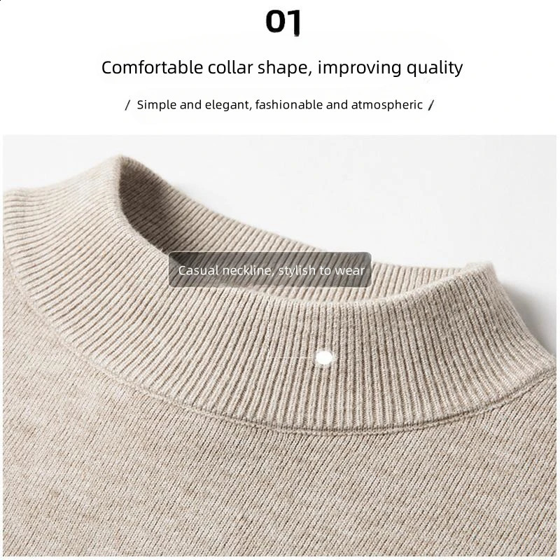 Mens Sweaters Cashmere Sweater Half Turtleneck Men Knit Pullovers For Male Youth Slim Knitwear Man Clothing 231116