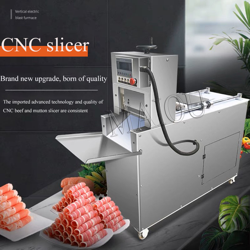 CNC Comercial Aço inoxidável de carne de carne de carne bovina automática completa Bacon Slicer/Máquina de corte de corte de carne de cordeiro congelada