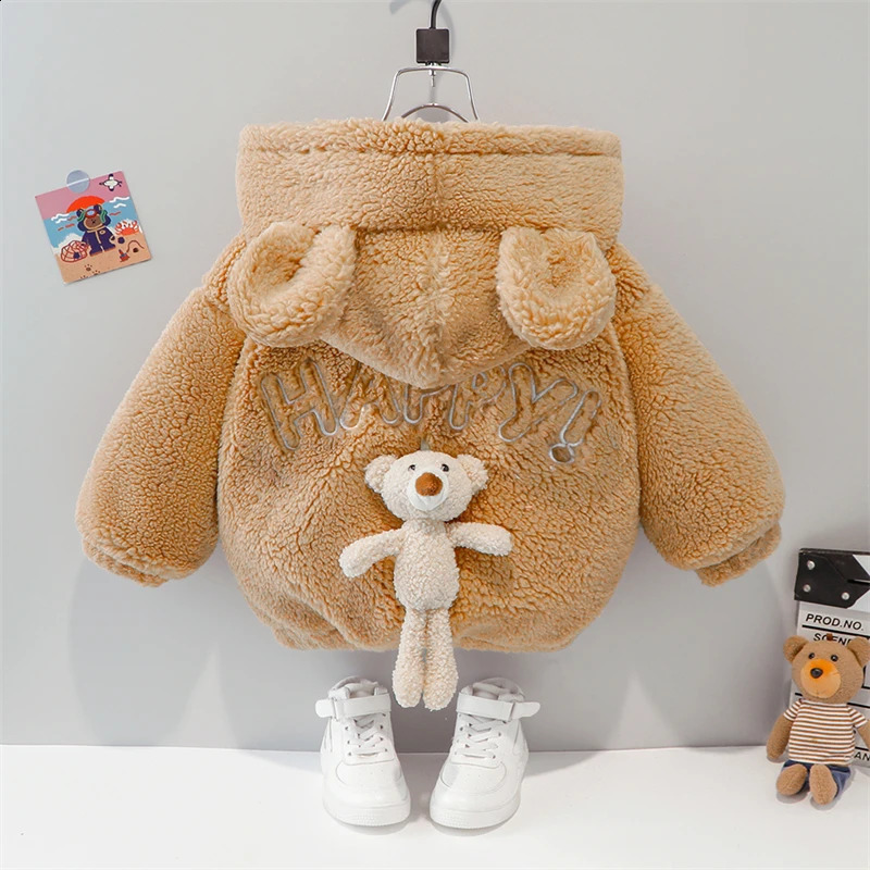 Coat Winter Baby Girls Boys' Coat Children's Coat Outdoor Warm Plush Cartoon Bear Baby Park Hooded Cute Children's Jacket 231117