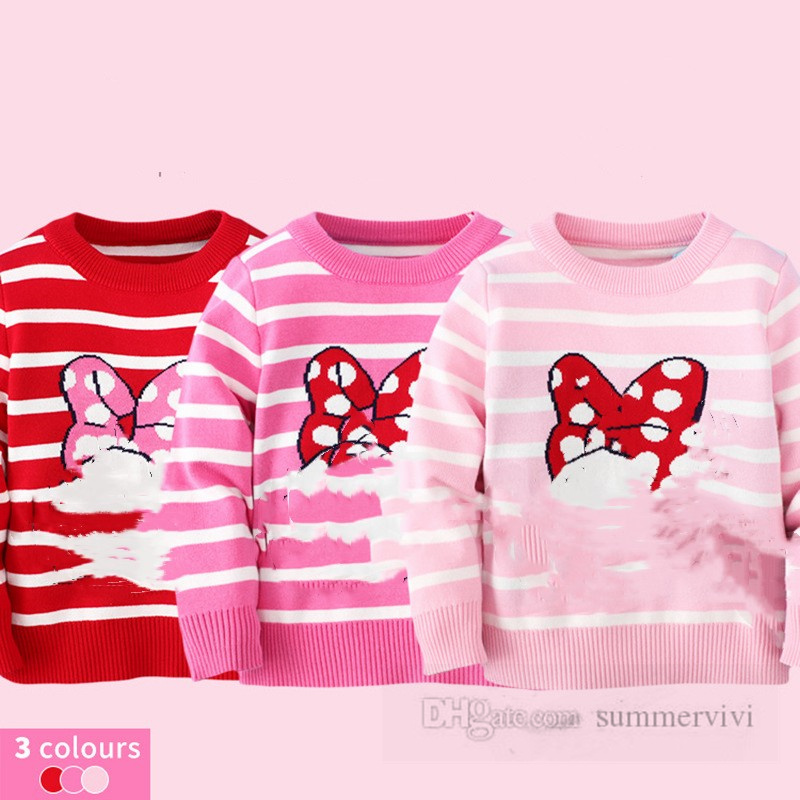 Noel Kids Striped Kükürük Külot Erkek Kızlar Polka Dotlar Yaylar Karikatür Jacquard Sweater Tops Noel Çocukları Pamuk Kıyafetleri Z5336