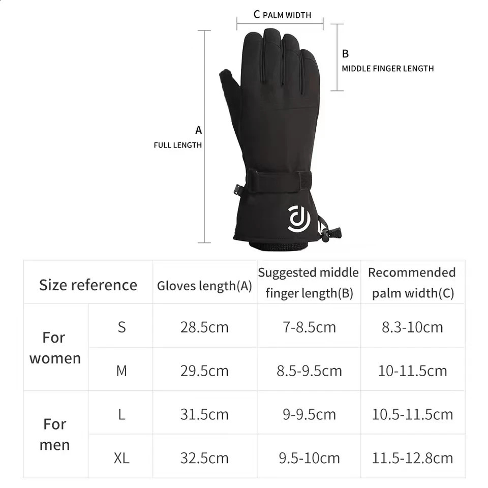 Luvas de esqui Luvas de esqui para homens e mulheres luvas de isolamento de inverno à prova d'água luvas de snowboard motocicleta equitação neve luvas impermeáveis 231116