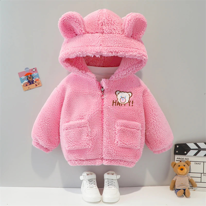 Coat Winter Baby Girls Boys' Coat Children's Coat Outdoor Warm Plush Cartoon Bear Baby Park Hooded Cute Children's Jacket 231117