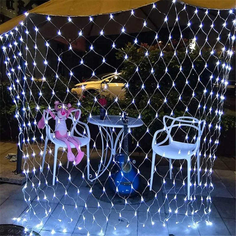 LED -strängar Garland gardin LED Outdoor Fishing Net Light Festoon Garden Decoration Outdoor Street Garland Wedding New Year Christmas Lights P230414