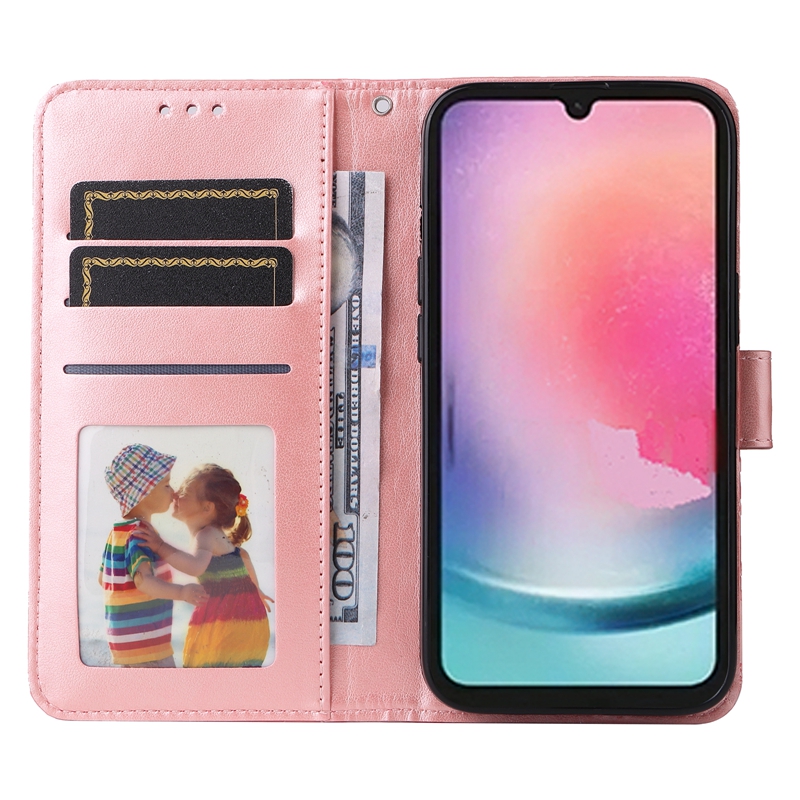 Solrossläderplånbok Fall för Samsung A25 Huawei Honor Paly 50 Plus Nova 11 SE Pro Xiaomi 14 13 Redmi 13C 4G präglad ID -kortplats Florhållare Flip Cover Pouch