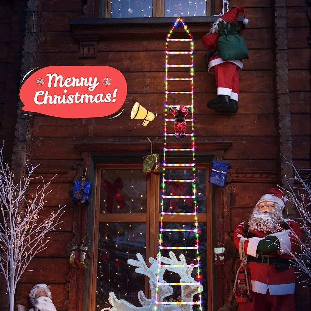 Christmas Decorations LED Ladder Lightfor Santa Claus Home DecorString Lamp Indoor Outdoor Window Garden Xmas Tree Hanging Strip Light 231116