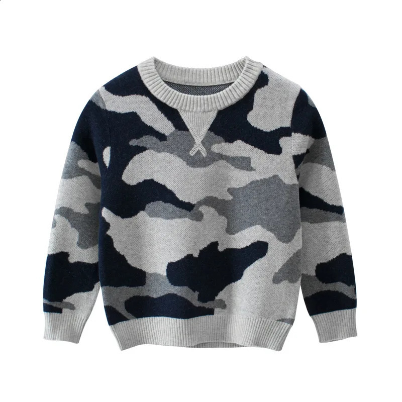 Pullover 2023 winterkleding jongens truien casual camouflage gebreide top kinderen s lange mouw cartoon print warme kinderen outfits 231116