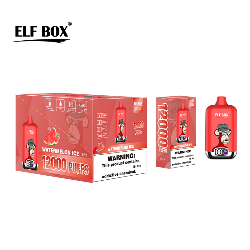 Puff 12K Disposable Vape Authentic Elf Box Digital 12000 Puffs E Cigarettes Mesh Coil with Power & Oil Display Rechargeable Battery 25ml Pre-filled Pods Vaporizers