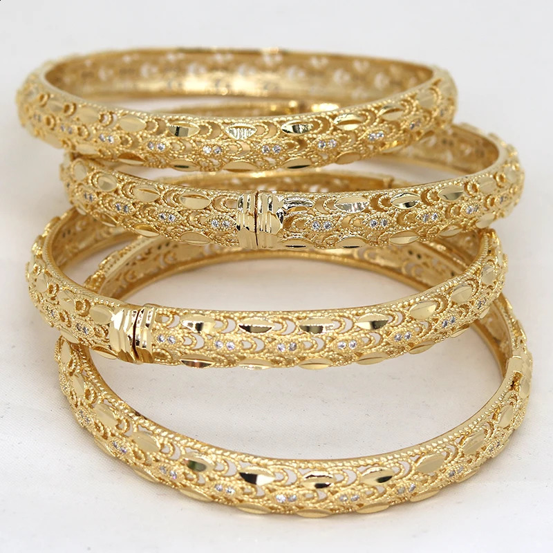 Bangle Dubai Bransoletka Women Rhinestone Biżuteria 14K Gold Splated African Luxury Arabii Arabian Habesha Indian Bride Prezent 231116