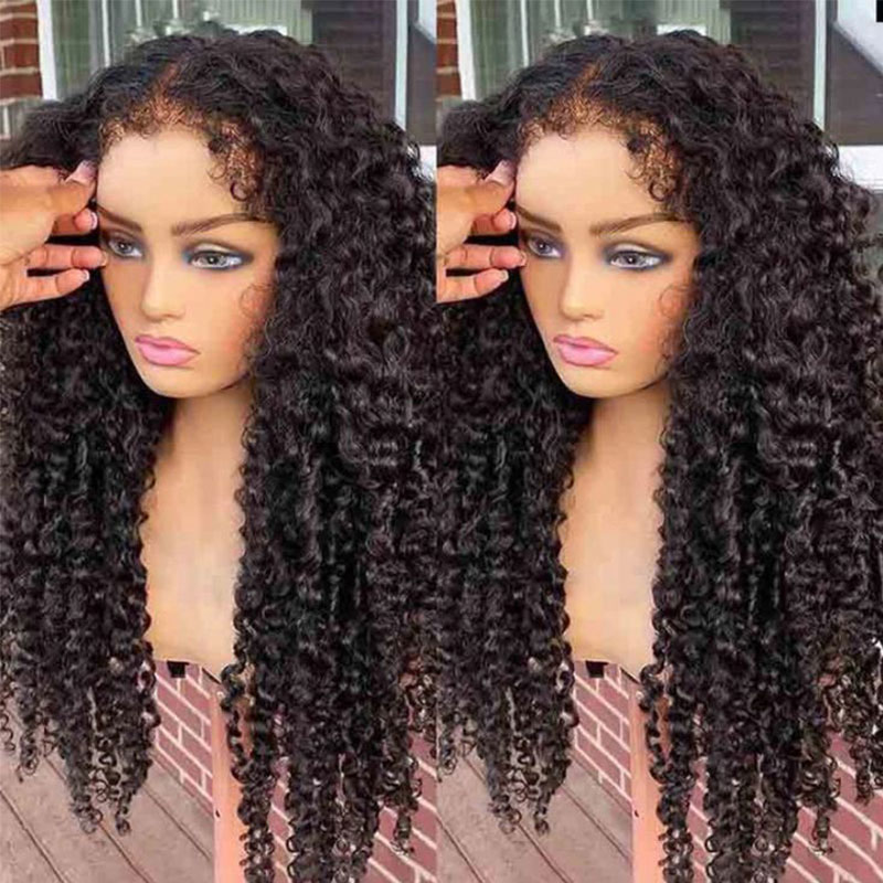 180 Density Mogolian Human Hair Lace Front Wig Kinky Curly Edged Wigs Transparent Lace Afro Wigs For Women Synthetic Hair Heat Resistant